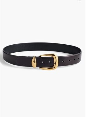 Madewell Chunky Black Leather Belt with Brass Buckle